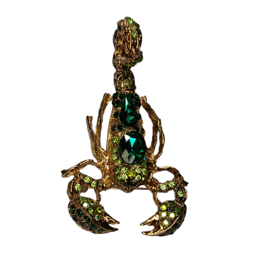 Scorpion Crystal Rhinestone Bling Articulated Stinger Brooch Pendant - Picture 13 of 13